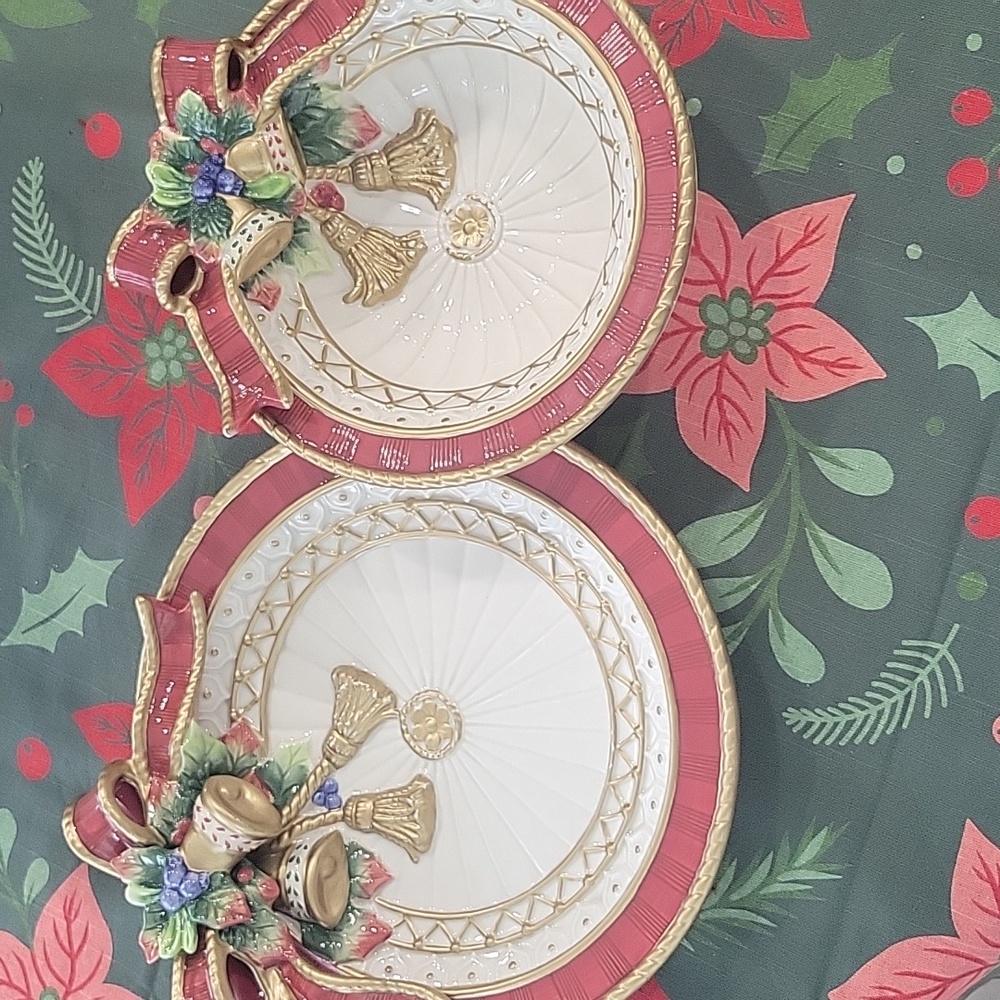 Fitz And Floyd Christmas Plate And Bowl